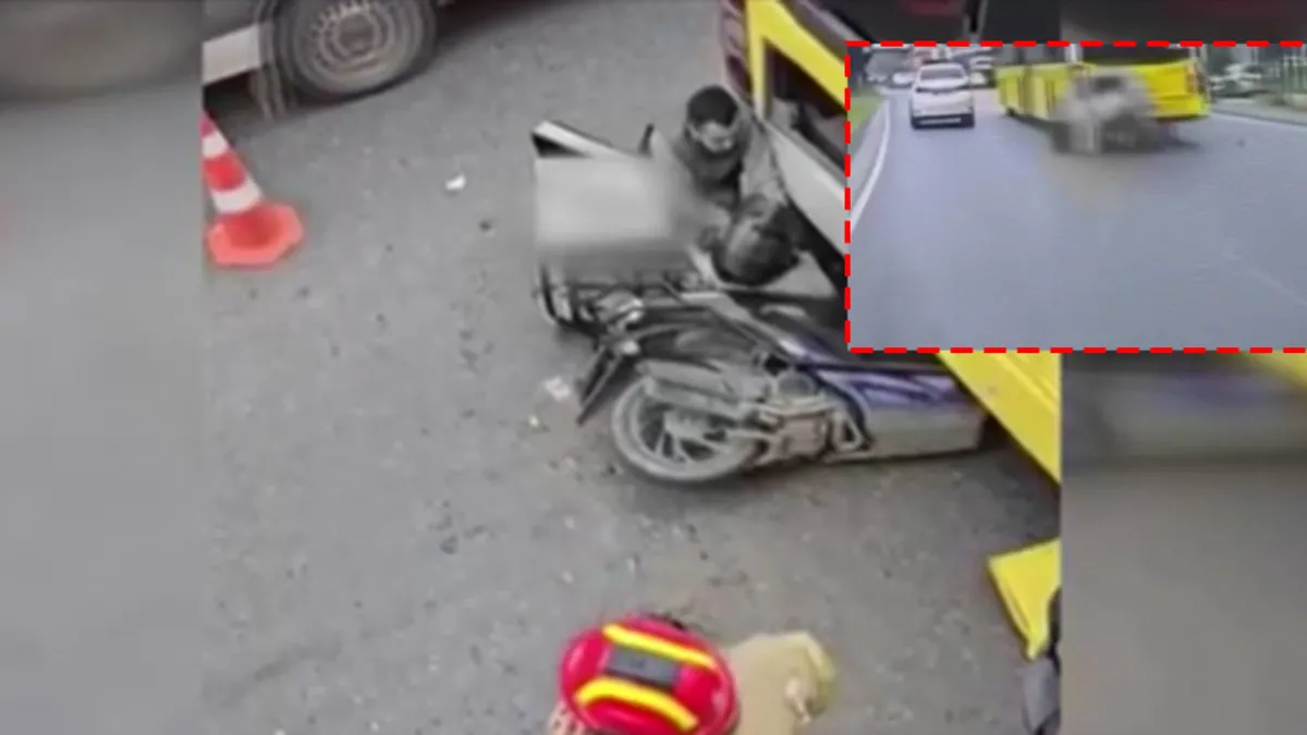 Esenyurt’ta Motokurye, İETT Otobüsüne Çarptı!