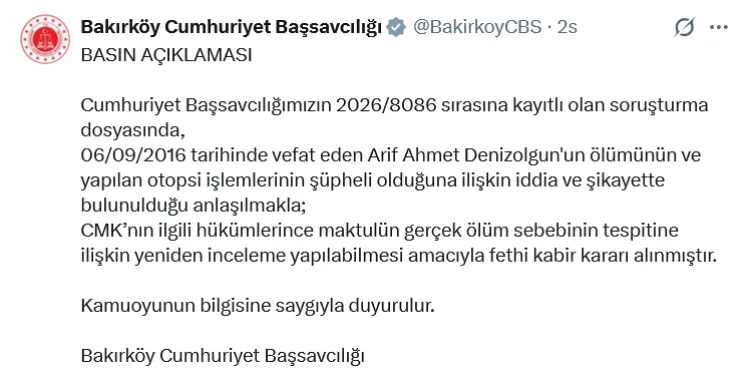 Eski Bakan Denizolgun’un Ölümü İçin Mezar Açılacak