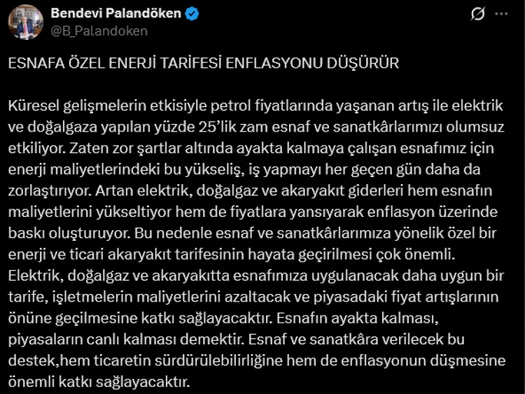 Esnaf İçin Özel Enerji Tarife Çağrısı!