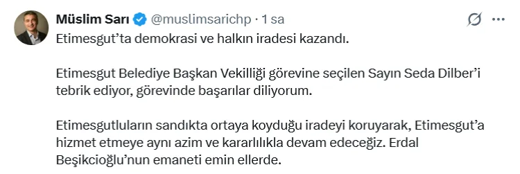 Etimesgut’ta Demokrasi Zaferi: Seda Dilber Vekil