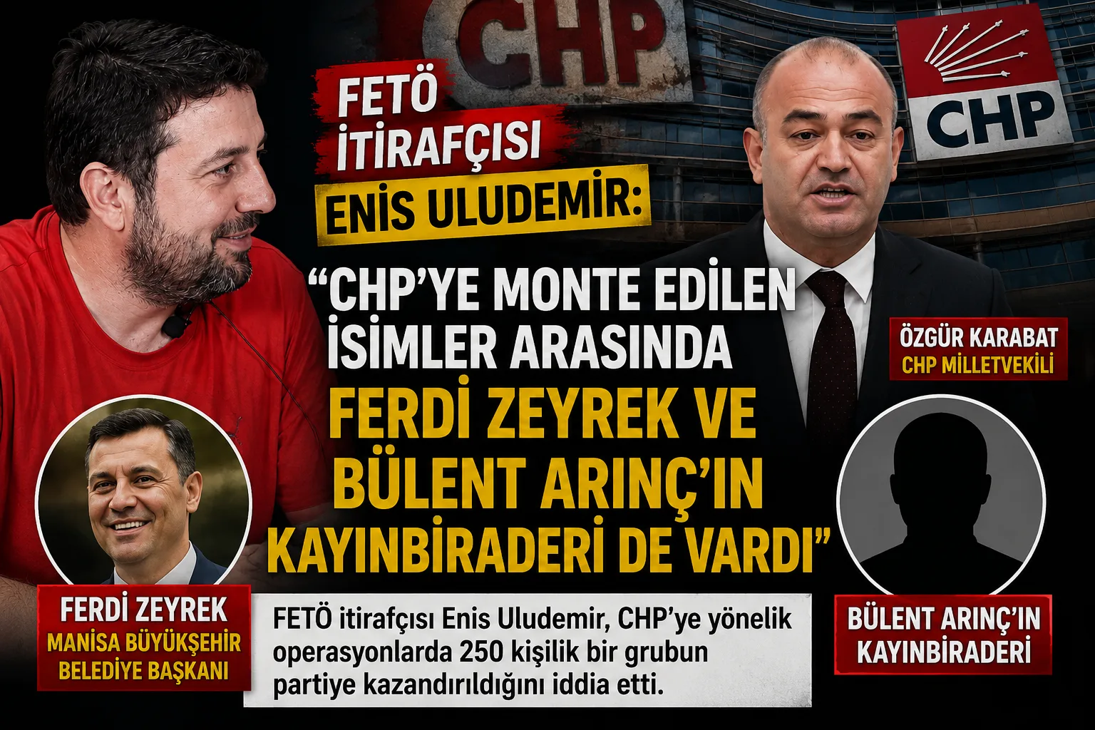 FETÖ İtirafçısı Enis Uludemir: “CHP’ye Monte Edilen İsimler Arasında Ferdi Zeyrek ve Bülent Arınç’ın Kayınbiraderi de Vardı”