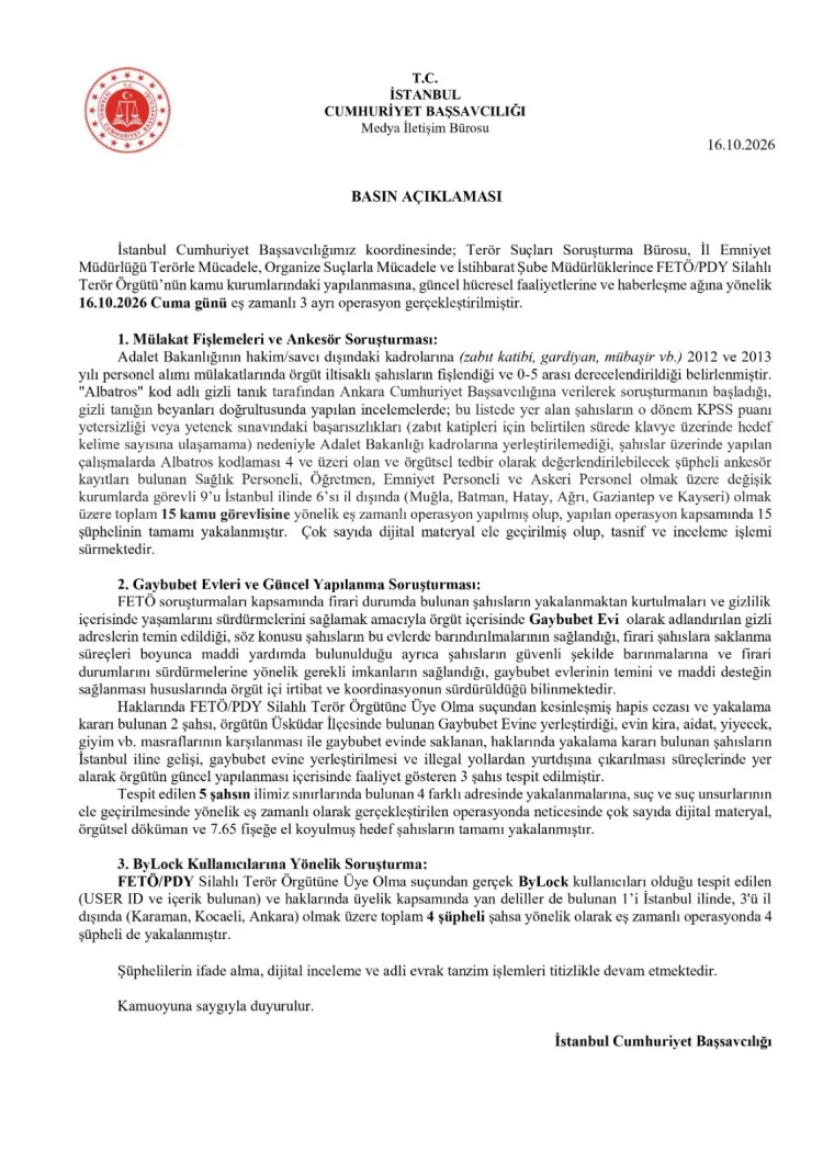 FETÖ Operasyonunda 24 Şüpheli Yakalandı!