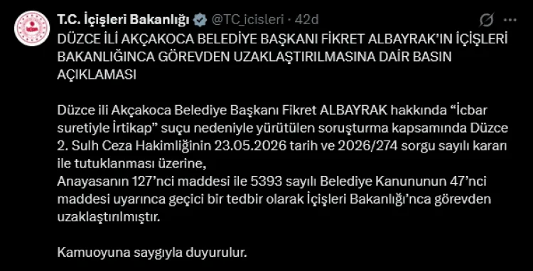 Fikret Albayrak Görevden Uzaklaştırıldı!