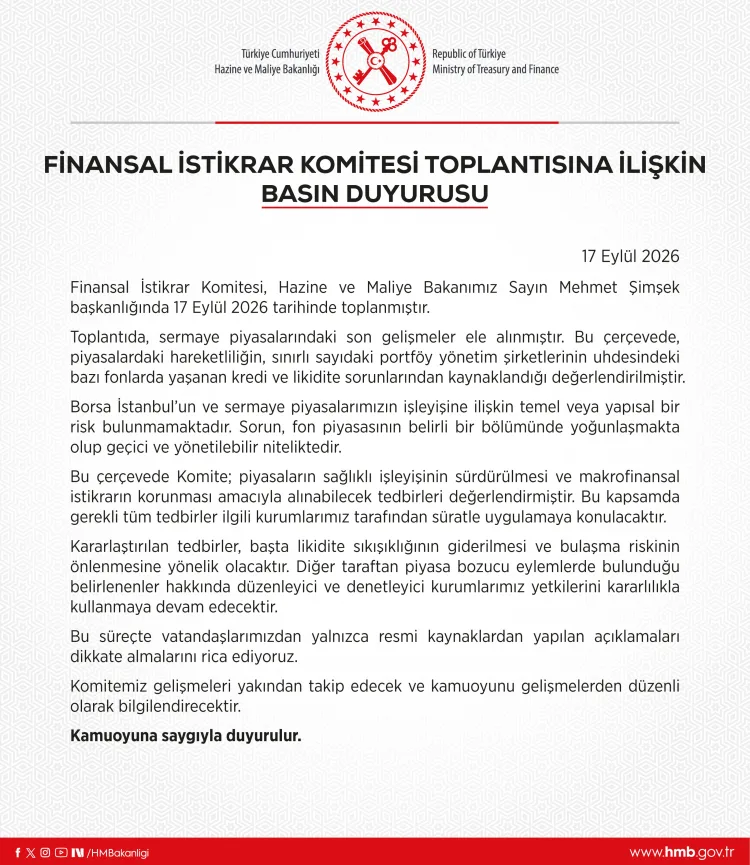 Finansal İstikrar Komitesi’nden Acil Tedbirler!