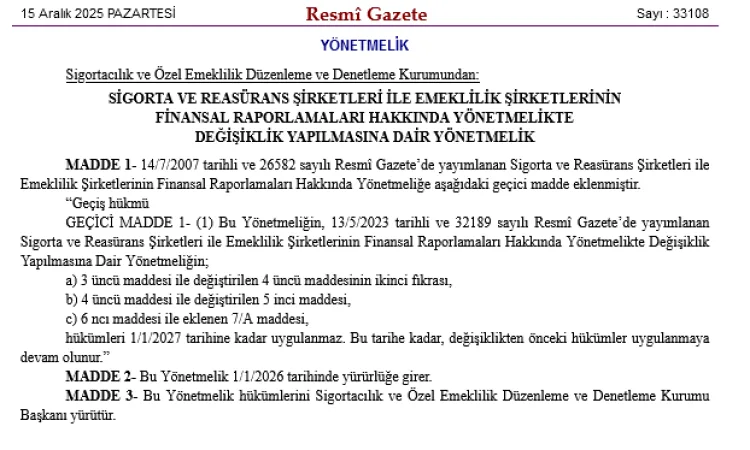 Finansal Raporlama Düzenlemeleri İki Yıl Ertelendi