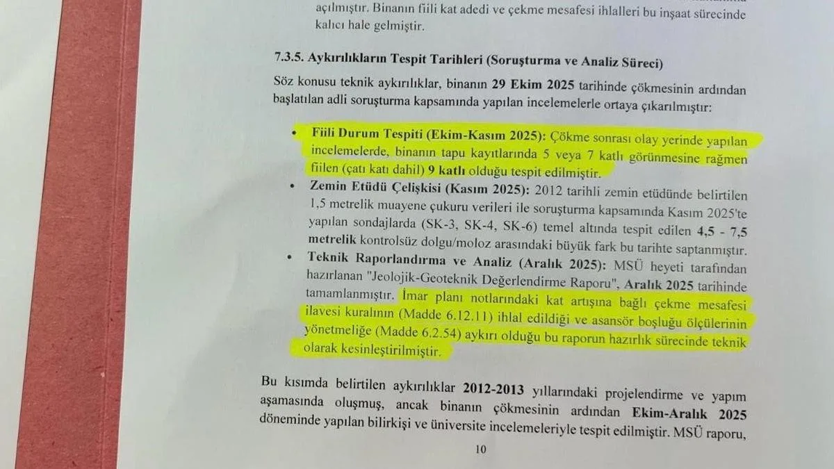 Gebze’deki Bina Çökmesi Soruşturmasında Gelişme