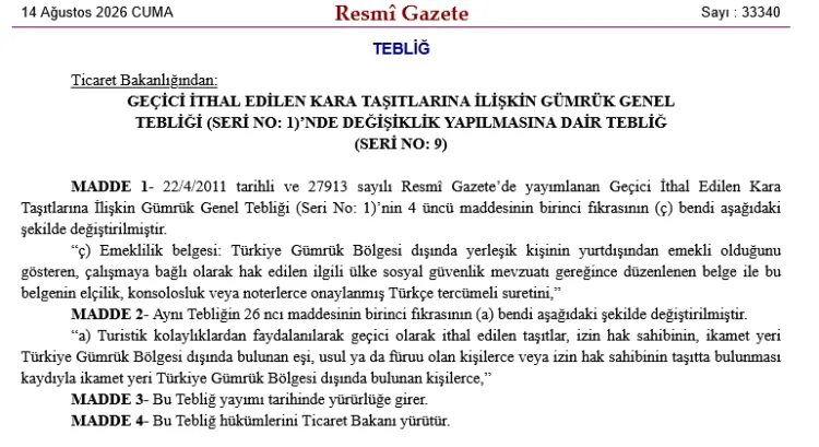 Geçici Araç İthalatında Yeni Düzenlemeler Geldi
