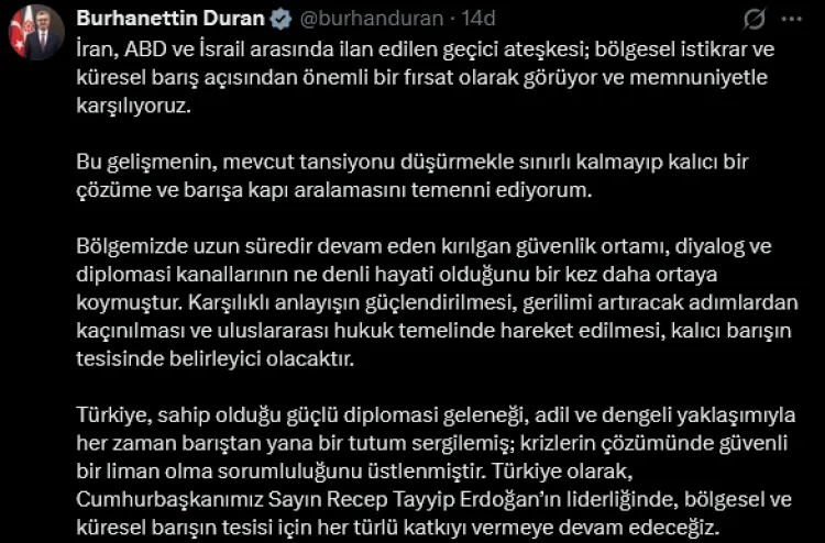 Geçici Ateşkes: Barış İçin Yeni Bir Fırsat
