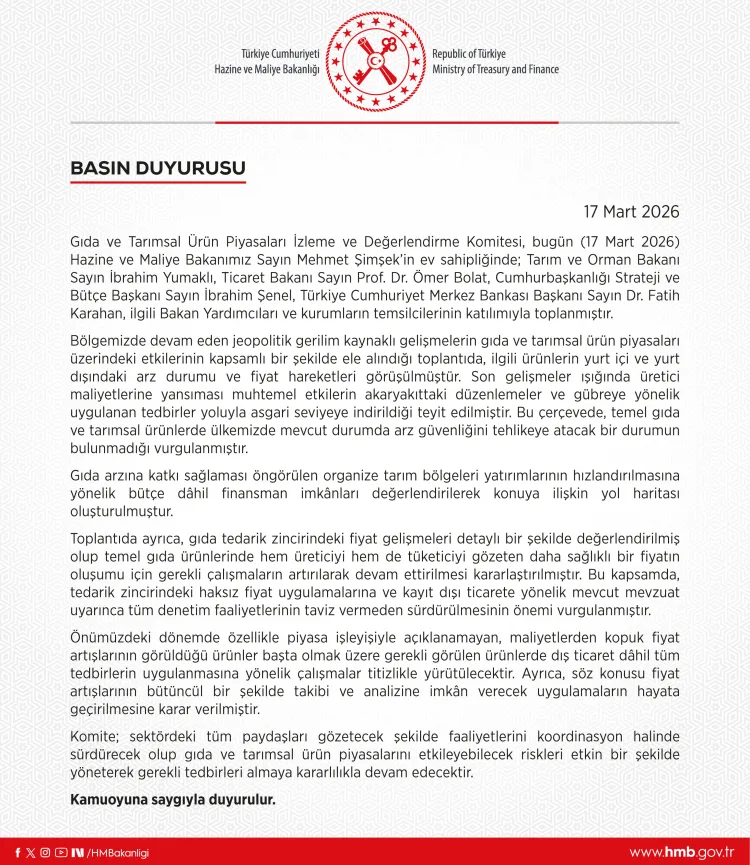 Gıda Arz Güvenliği Tehdit Altında Değil!