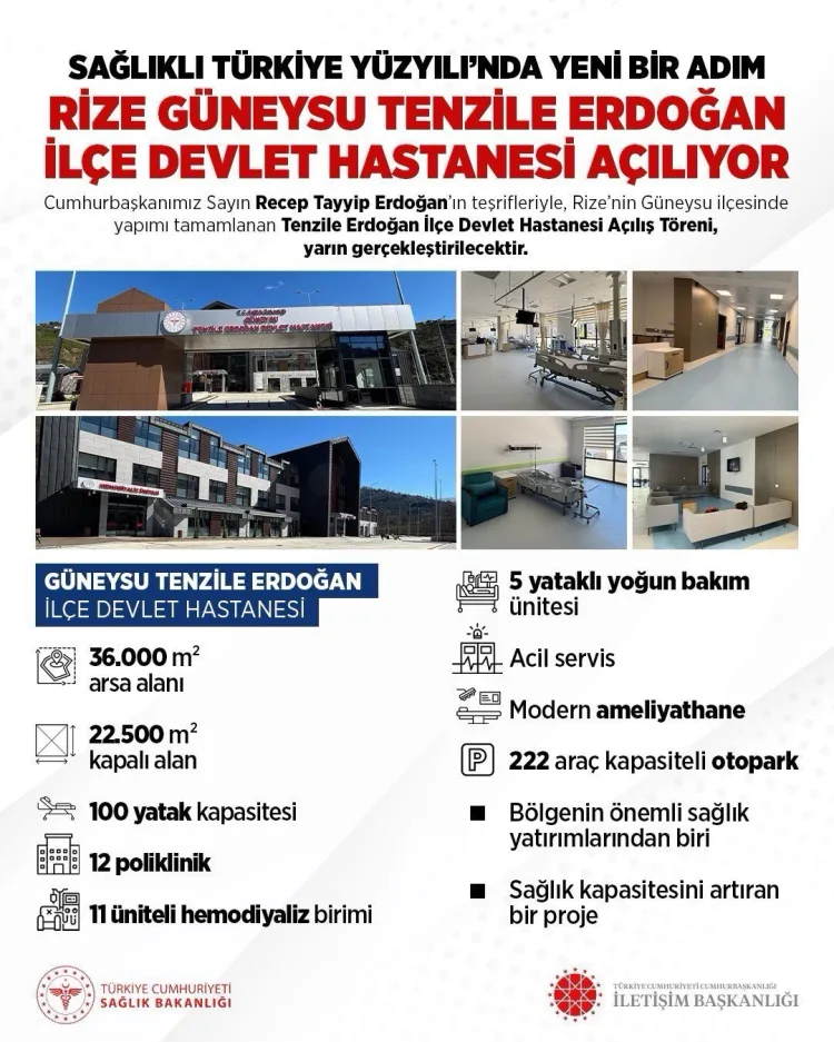 Güneysu’da Modern Hastane Açılışı Bugün Gerçekleşiyor