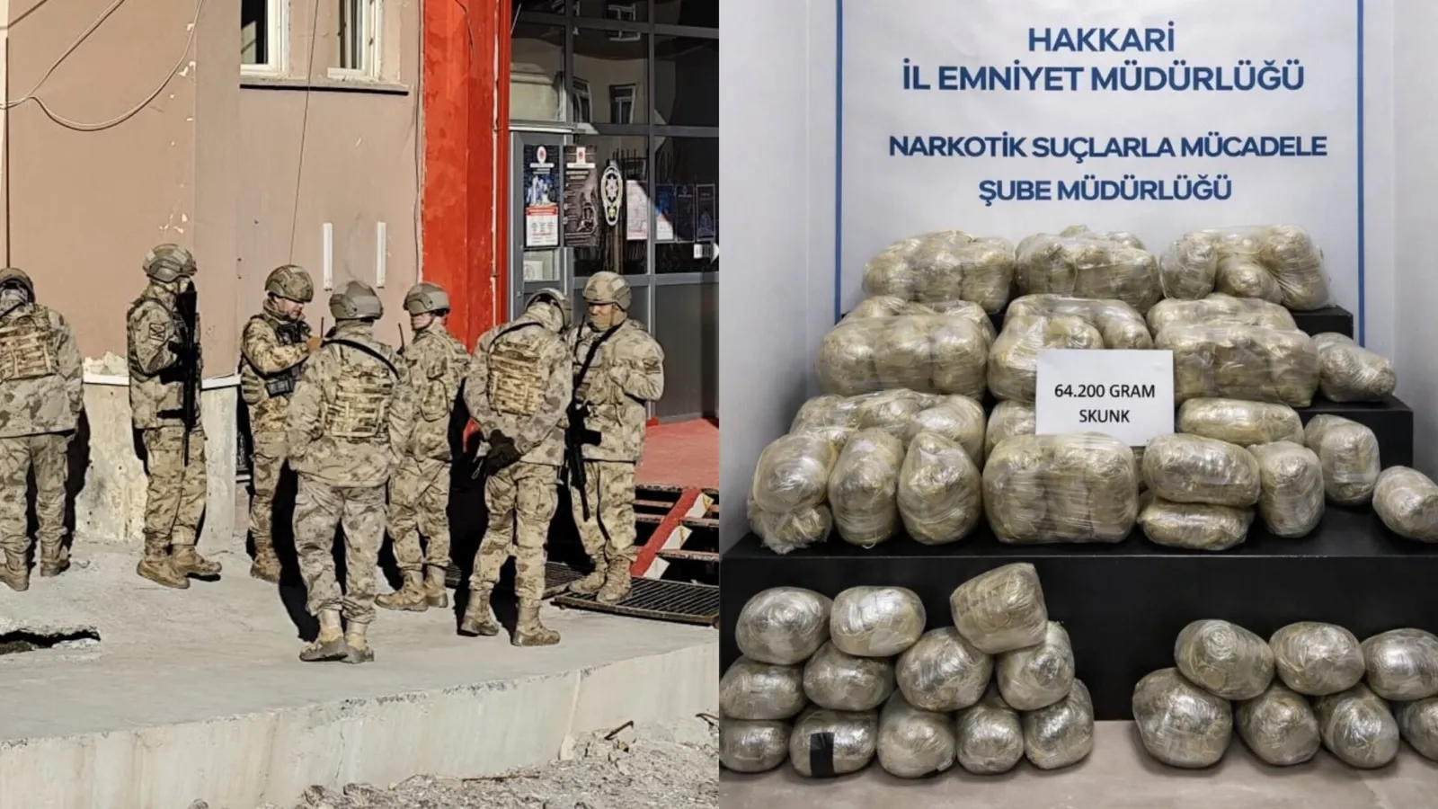 Hakkari’de Uyuşturucu Operasyonu: 64 Kilo Ele Geçirildi