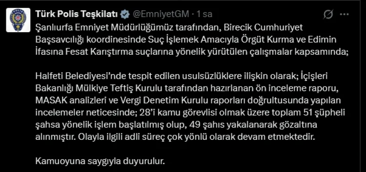 Halfeti Belediyesi’nde Usulsüzlük Operasyonu!