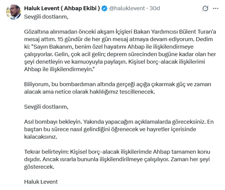 Haluk Levent’ten AHBAP Açıklaması ve Denetim Çağı