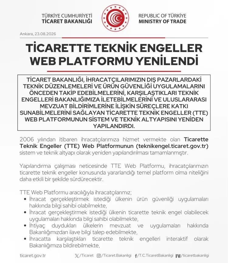 İhracatçılara Yeni Destek: TTE Platformu Yenilendi