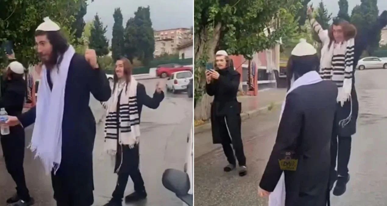 İlginç görüntüler İzmir'den! Ortodoks Yahudi grubun dansı gündem oldu