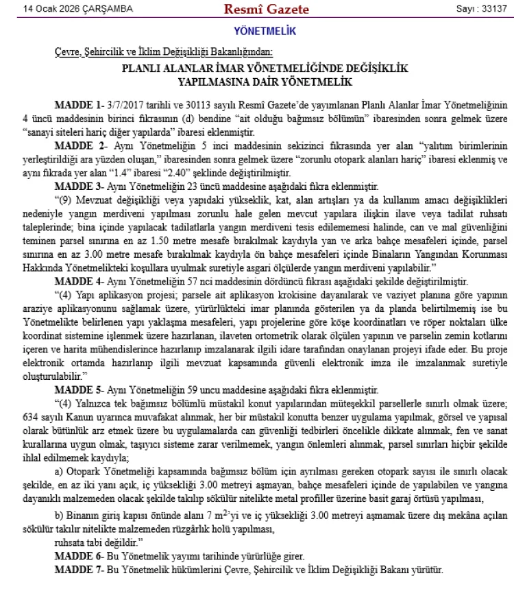 İmar Yönetmeliğinde Önemli Değişiklikler!
