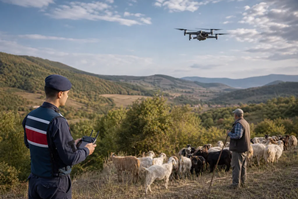 İnegöl’de Kaybolan Küçükbaş Hayvanlar Dronla Bulundu