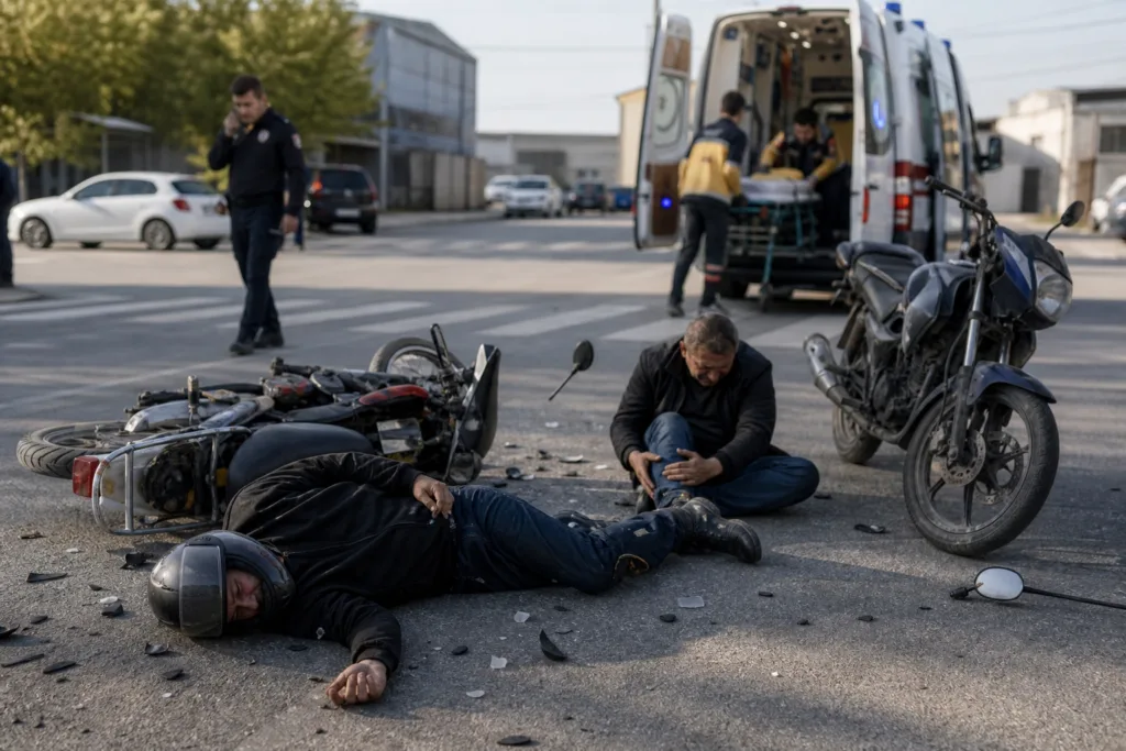 İnegöl’de Motosiklet Kazası: 1’i Ağır 2 Yaralı