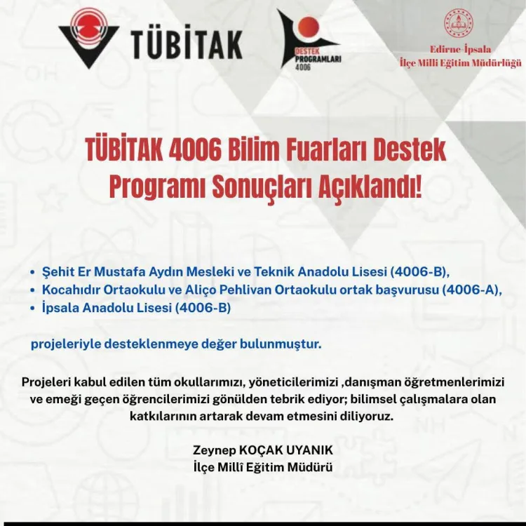 İpsala’dan Bilimsel Başarı: 3 Proje Destek Aldı!