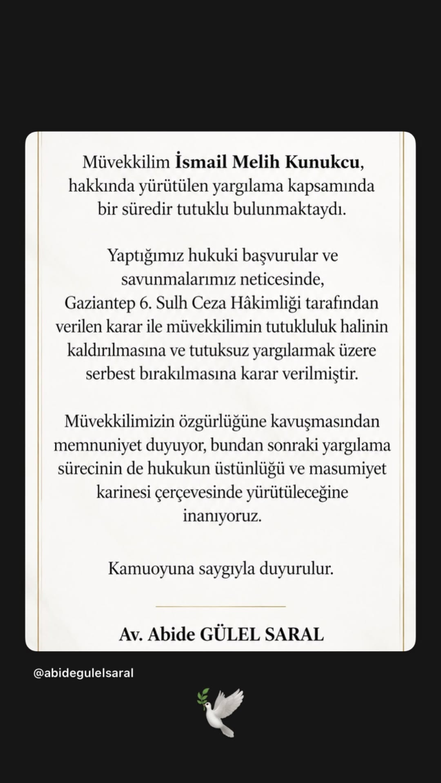 İrem Derici’nin Nişanlısı Melih Kunukçu Tahliye Oldu