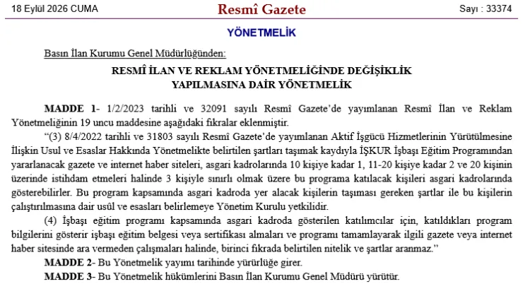 İŞKUR’dan Yeni Yönetmelik: Asgari Kadro Düzenlemesi