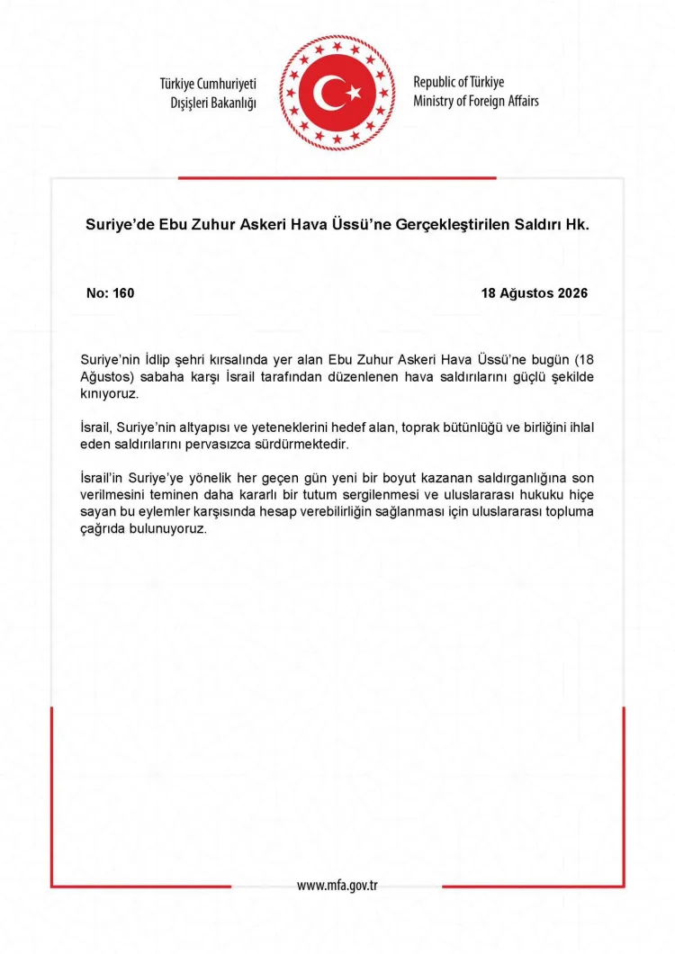 İsrail’in Suriye’ye Hava Saldırısı Kınandı!