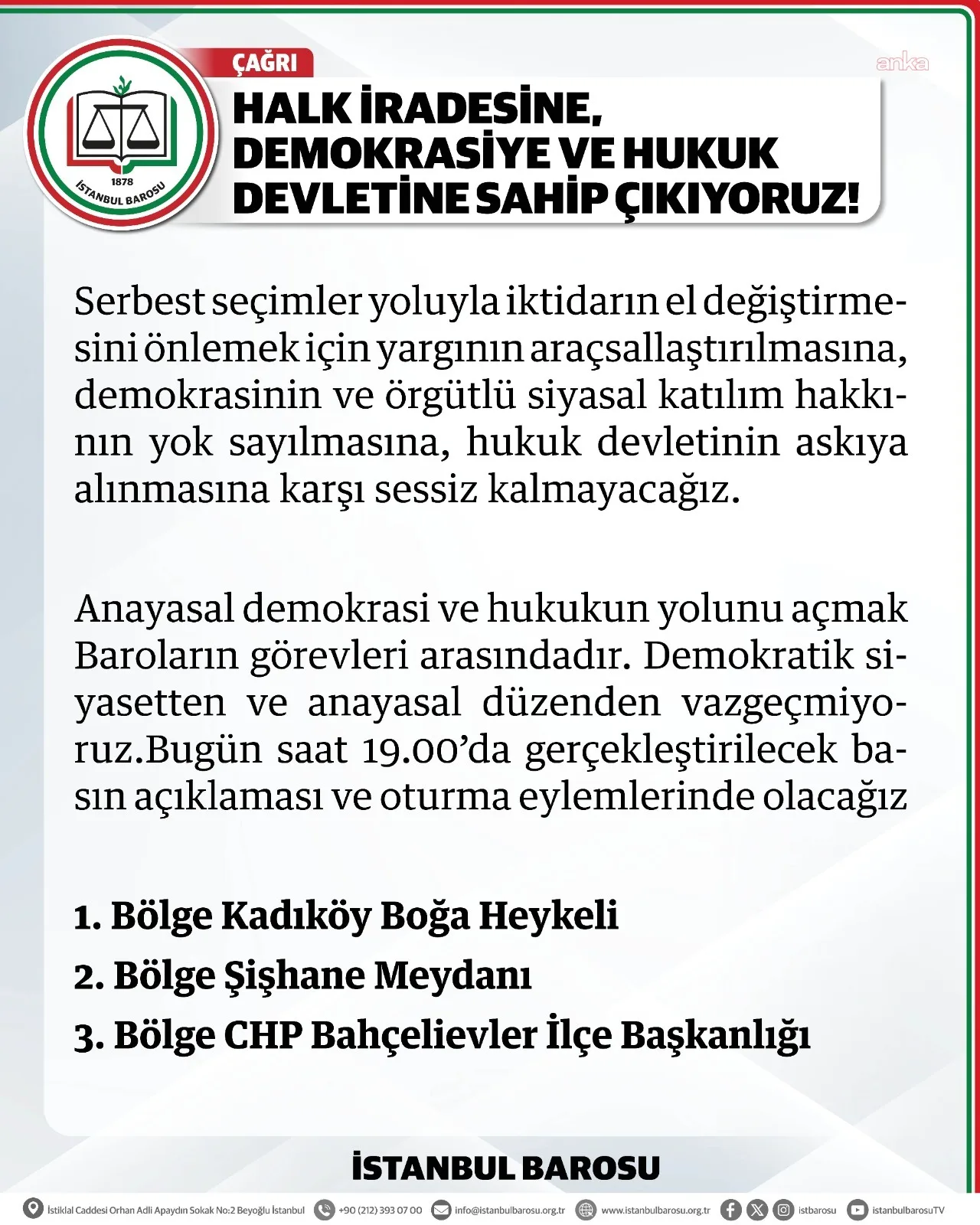 İstanbul Barosu’ndan CHP’ye Destek Eylemi!