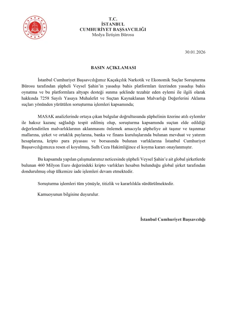 İstanbul’da ‘Bahis Baronu’ Veysel Şahin’e Darbe