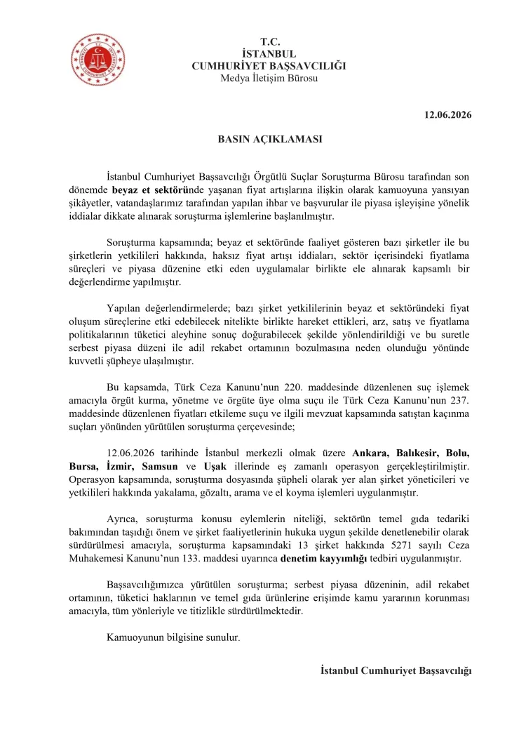 İstanbul’da Beyaz Et Operasyonu: 8 İlde Gözaltılar!