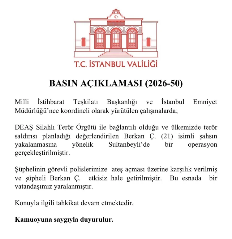 İstanbul’da DEAŞ’lı Şüpheli Operasyonda Öldürüldü