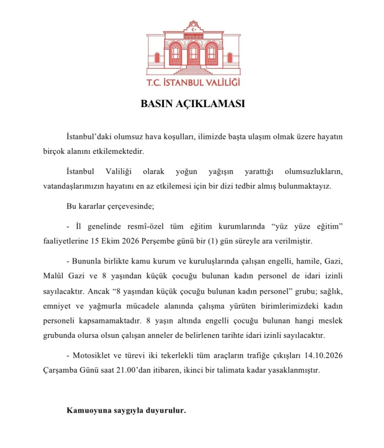 İstanbul’da Eğitim ve Trafik Önlemleri Alındı!