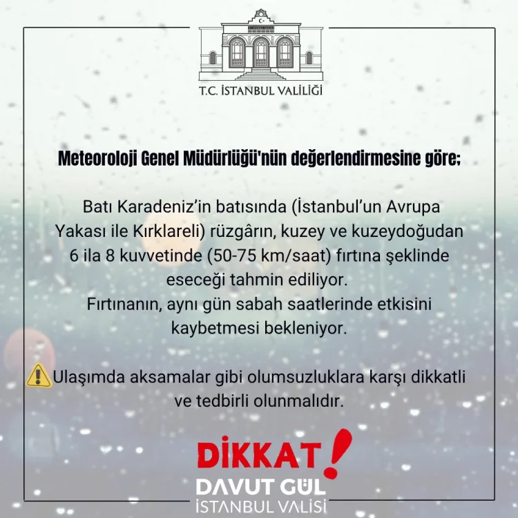 İstanbul’da Fırtına Uyarısı: Rüzgar 75 km/s!