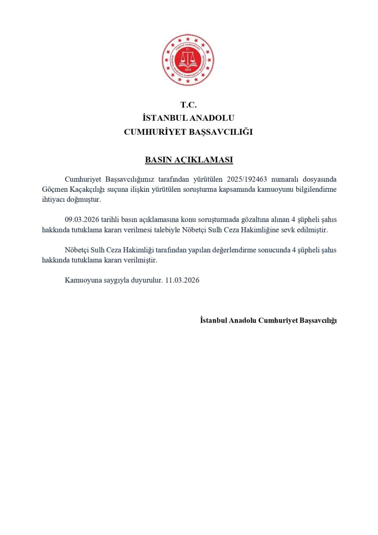 İstanbul’da Göçmen Kaçakçılığı Operasyonu: 4 Tutuklama