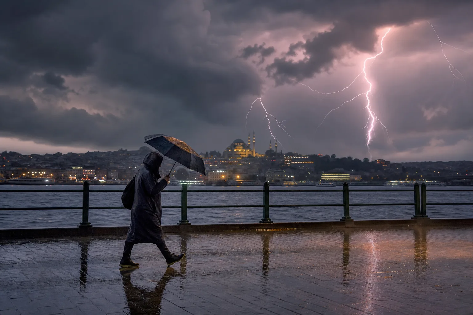 İstanbul’da Gök Gürültülü Sağanak Yağış Etkili Oldu