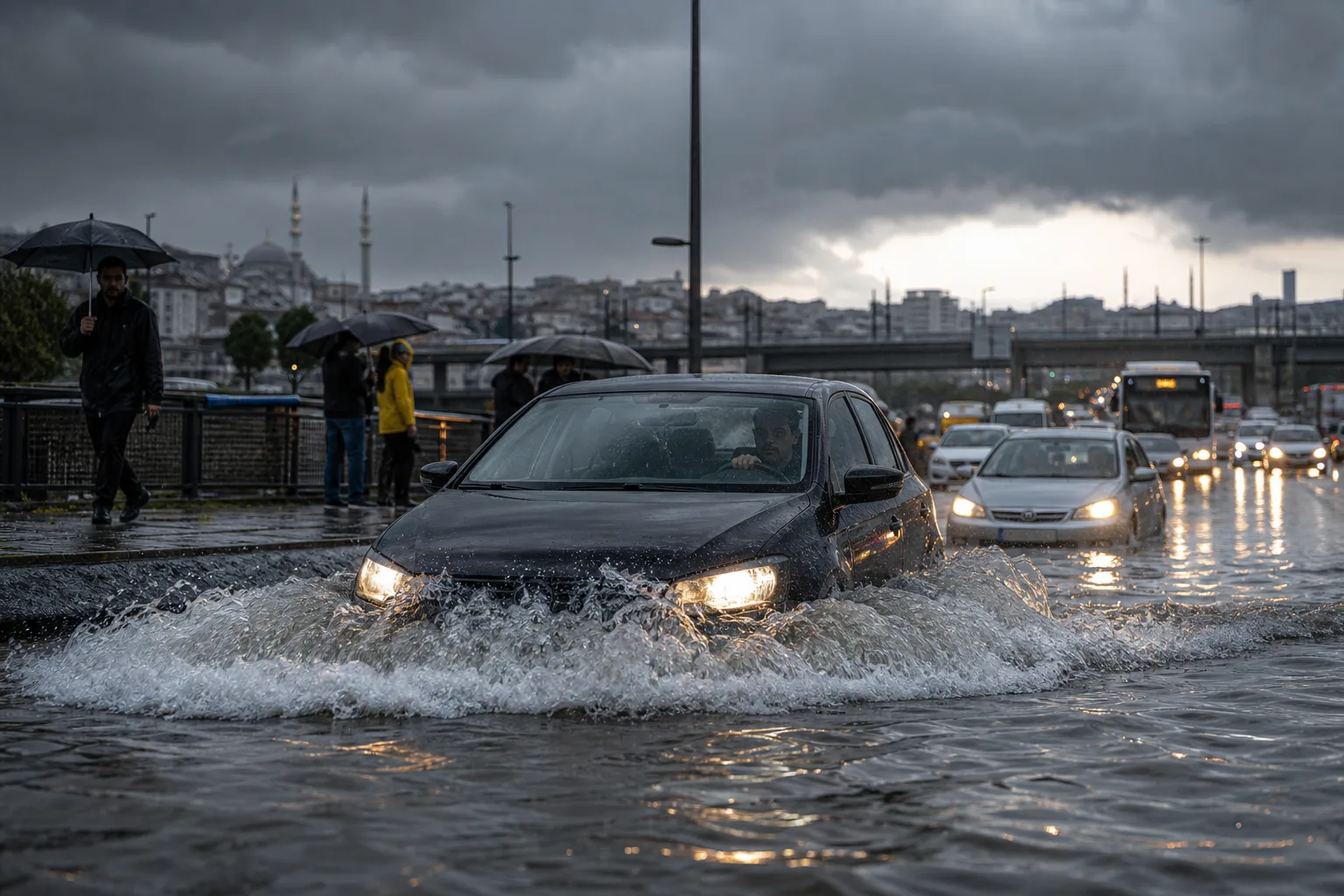 İstanbul’da Sağanak Yağış, Trafiği Olumsuz Etkiledi