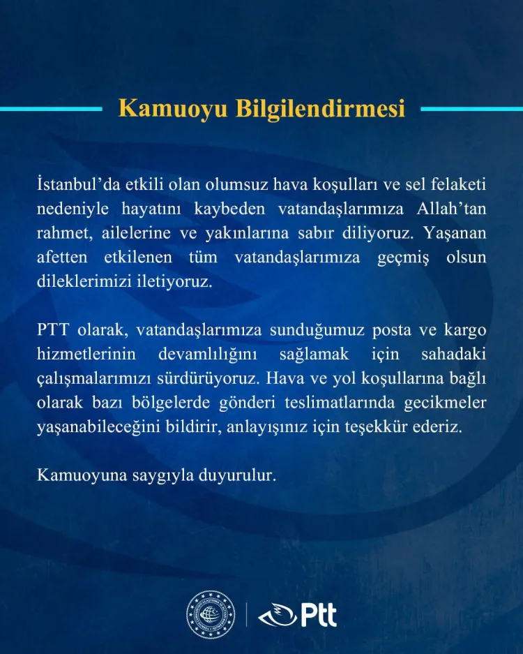 İstanbul’da Sel Felaketi, PTT’de Gecikme Uyarısı!
