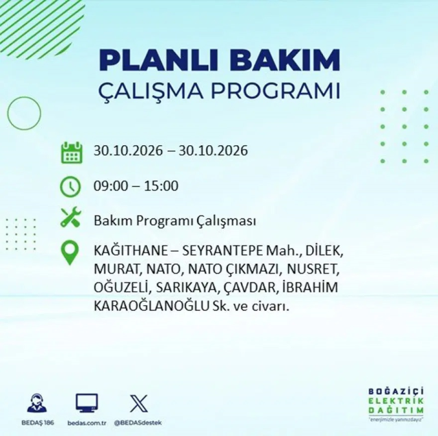 İstanbul'da 12 ilçede elektrik kesintisi! Gece başlıyor, 8 saat sürecek