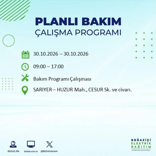 İstanbul'da 12 ilçede elektrik kesintisi! Gece başlıyor, 8 saat sürecek