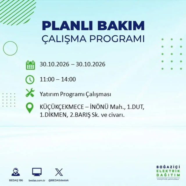 İstanbul'da 12 ilçede elektrik kesintisi! Gece başlıyor, 8 saat sürecek