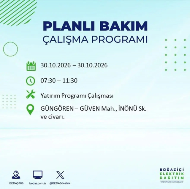 İstanbul'da 12 ilçede elektrik kesintisi! Gece başlıyor, 8 saat sürecek