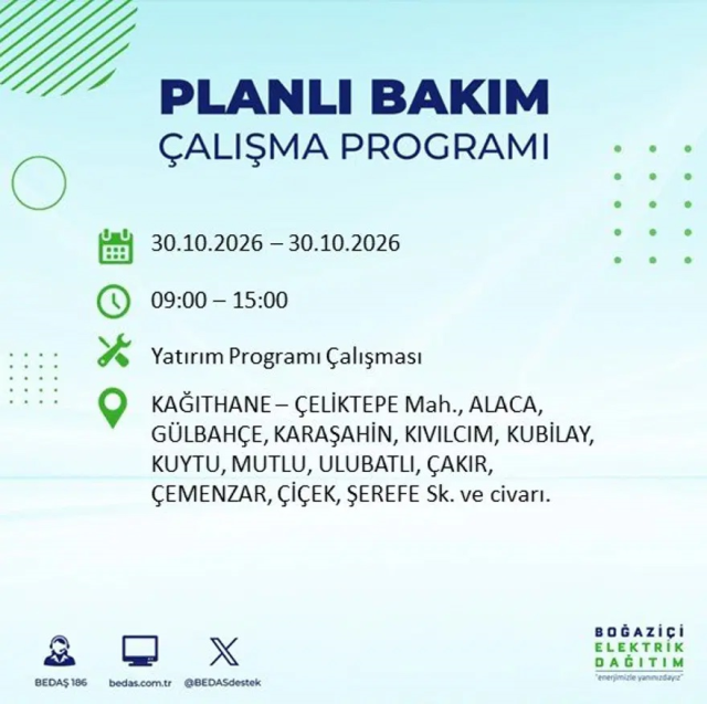 İstanbul'da 12 ilçede elektrik kesintisi! Gece başlıyor, 8 saat sürecek
