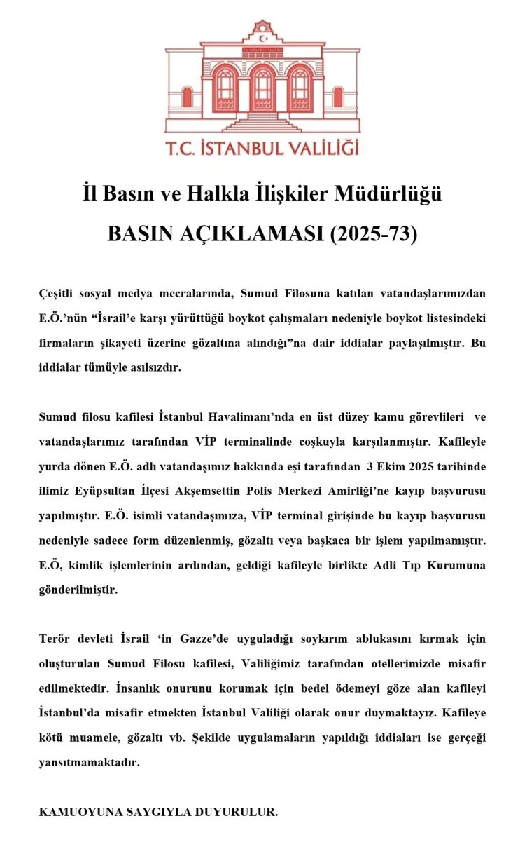 İstanbul Valiliği’nden “Gözaltı” İddiasına Yanıt!