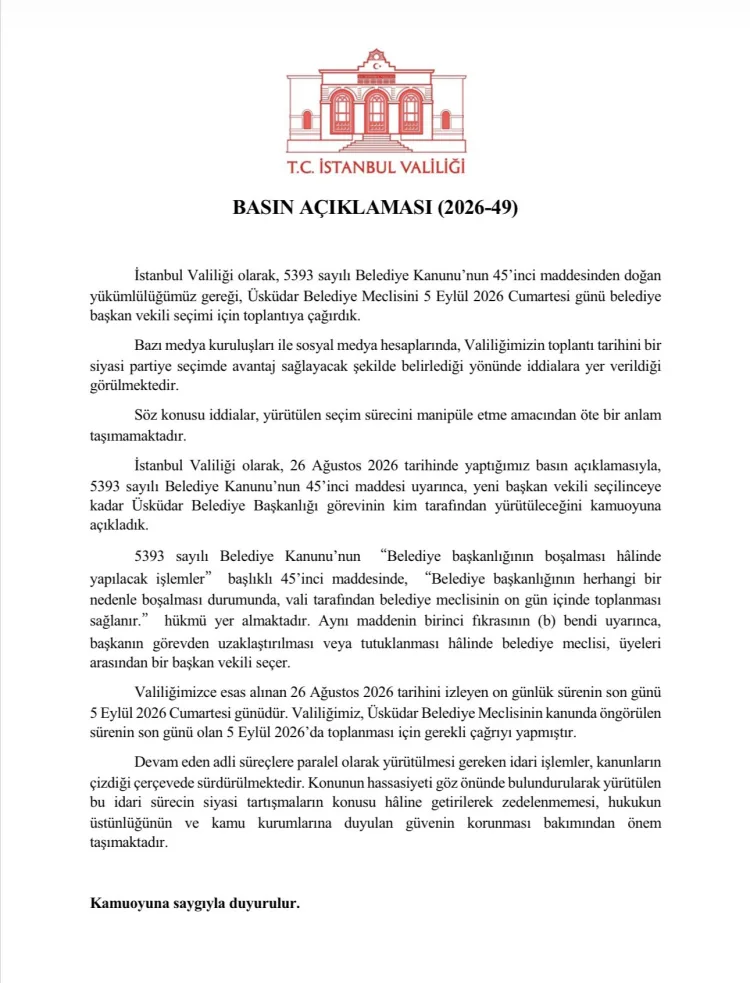 İstanbul Valiliği’nden ‘Siyasi Avantaj’ Açıklaması