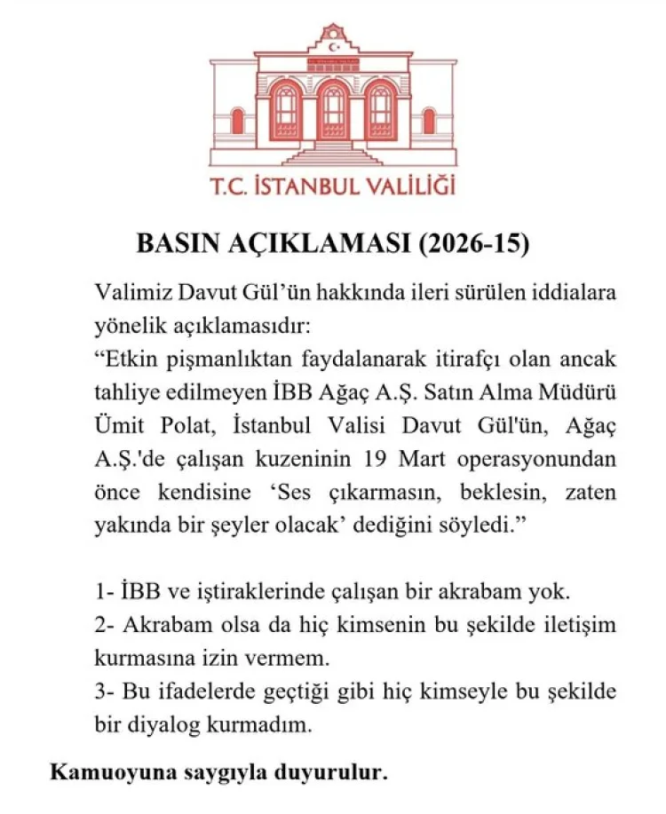 İstanbul Valisi Davut Gül’den İddialara Sert Yanıt