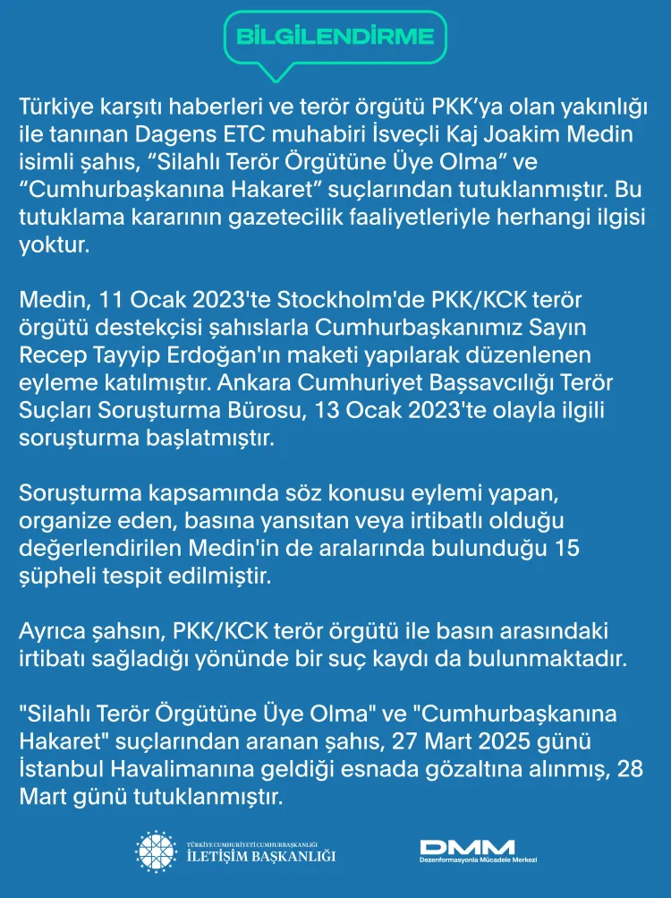 Medin'in tutuklanması sonrası yapılan açıklamalar
