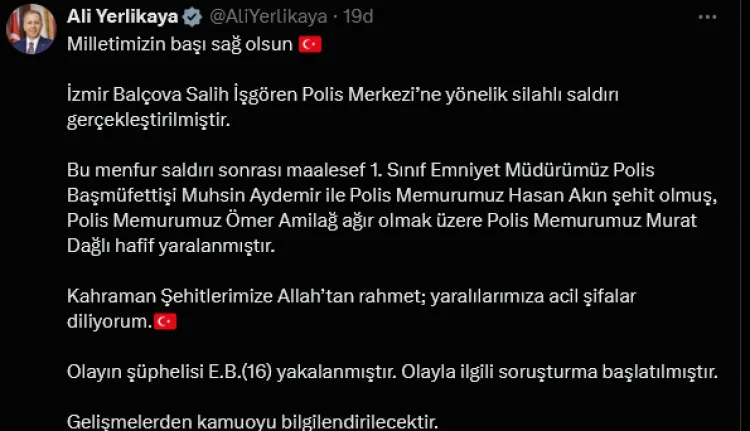 İzmir’de Polis Merkezine Saldırı: İki Şehit!