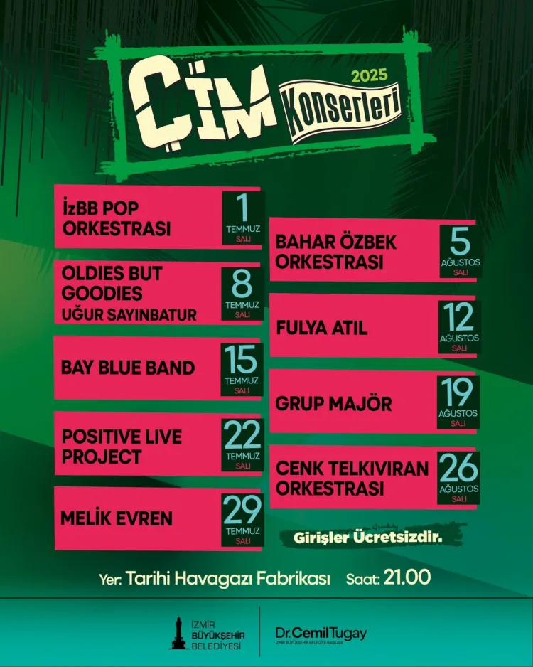 İzmir’de Ücretsiz Çim Konserleri Başlıyor!