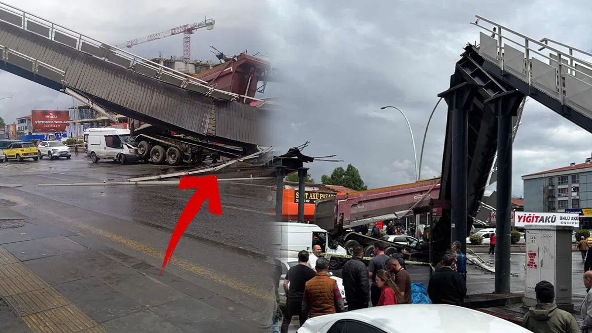 Kamyonun Damperi Üst Geçidi Yıktı: 3 Yaralı!