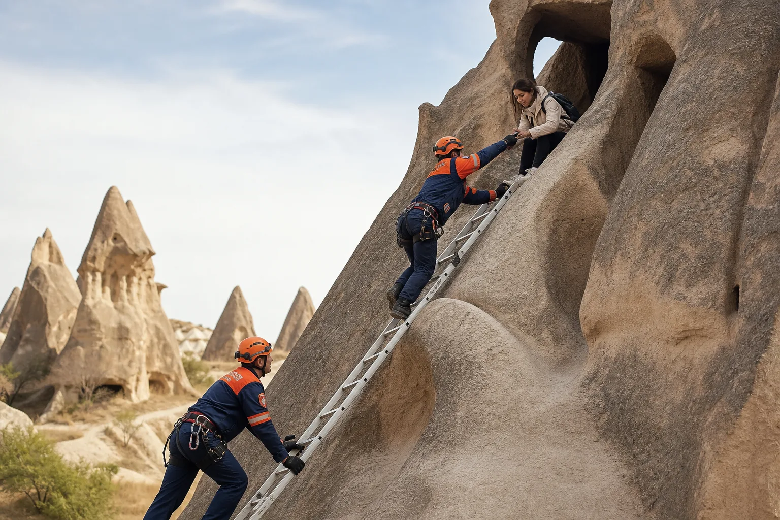 Kapadokya’da Mahsur Kalan Turist Kurtarıldı!