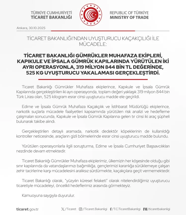 Kapıkule ve İpsala’da 525 kg Esrar Ele Geçirildi!